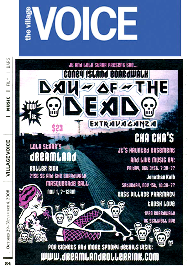 Dreamland’s Day of the Dead Skate Party in the Village Voice