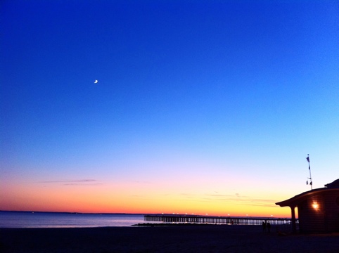 Glowing Crescent Moon Over Coney Island!